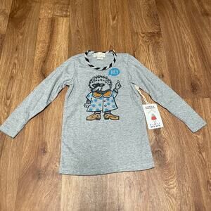 Misha Lulu Girls Hey Animal Gray Tunic Long Sleeve T-Shirt NEW Size 8 Cotton